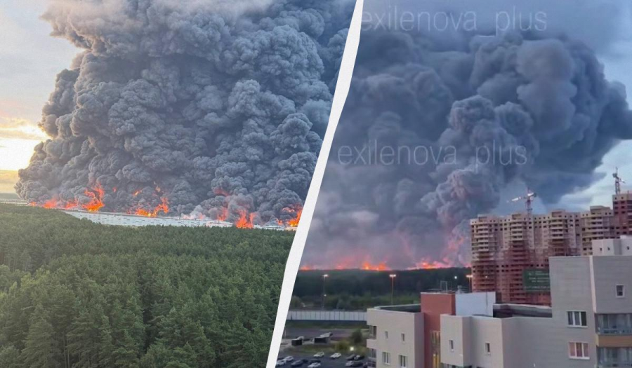 У Московській області після атаки дронів спалахнули два великі логістичні центри